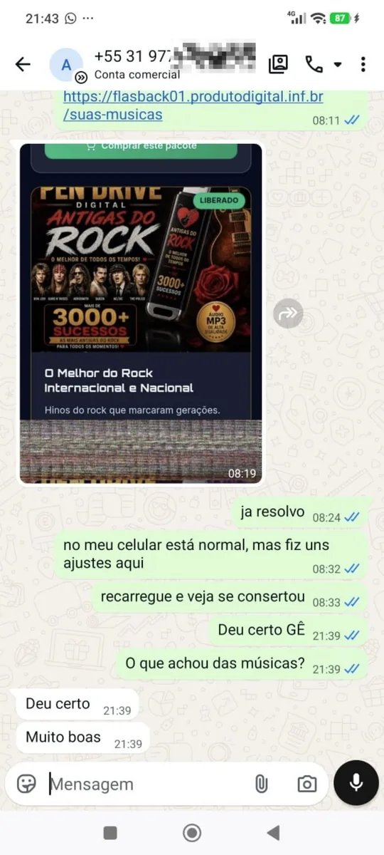 Cliente confirmando acceso: 'Funcionó, muy buenas'