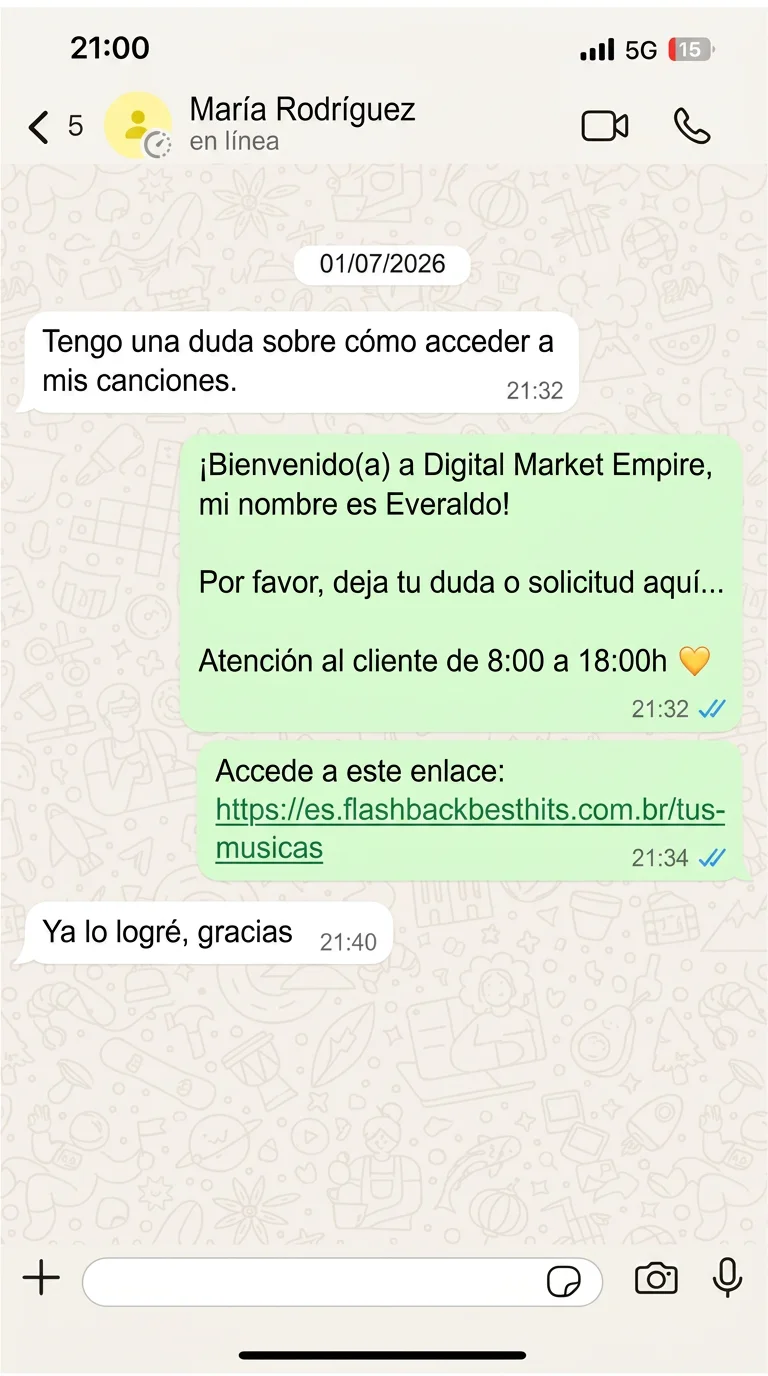 María Rodríguez confirmando acceso: 'Ya lo logré, gracias'